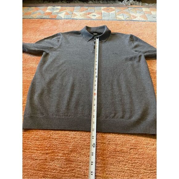 BOSS Hugo Boss 100% Wool Polo Sweater Gray Size L Fits Like L - Picture 7 of 8